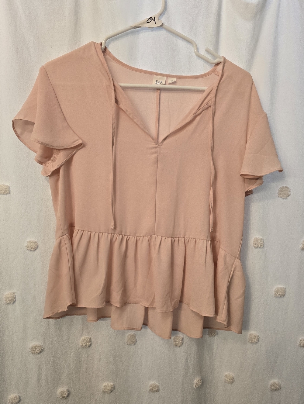 GAP Women's Blush Pink Peplum Tie-Front Top Size Xs